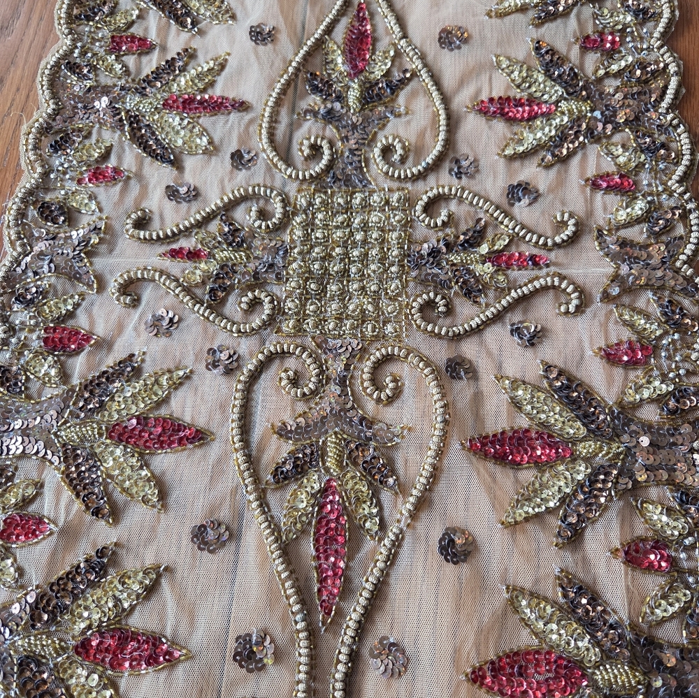 Embellished Sequin and Bead Fabric Runner